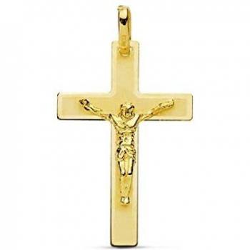 Inmaculada Romero IR Cruz Cristo Colgante Oro 18k Unisex Plana Mate Brillo