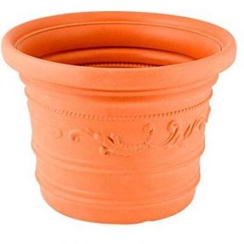 Vaso de Plástico Resistente para Plantas Modelo Prestige, Diámetro 40 cm, Altura 30 cm, Color Marrón Impruneta