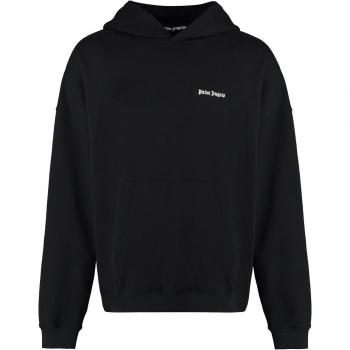 Palm Angels Men's Black Logo-Embroidered Hooded Sweatshirt - Size Large