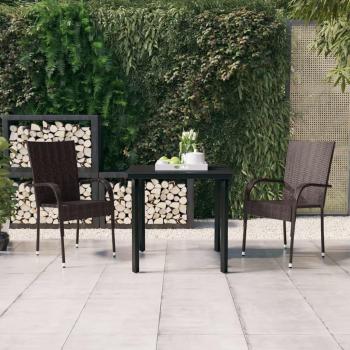vidaXL 3-Piece Brown and Black Outdoor Dining Set