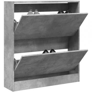 Zapatero Armario Estantería para Zapatos de Madera de Ingeniería Color Blanco, Gris Hormigón y Gris Sonoma 80x21x87,5 cm