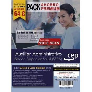 Pack ahorro premium auxiliar administrativo de la funcion administrativa servicio riojano de salud seris incluye temarios i y ii test y simulacros y curso premium online 6 meses