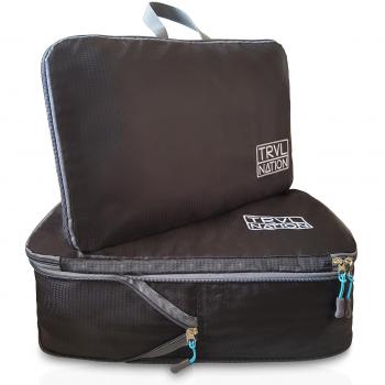 Cubos de embalaje valor establecido para viajes con compresión - TRVL Nation - Bolsa de lavandería Bolsas de compresión de equipaje Bolsa en el organizador de bolsa para la ropa
