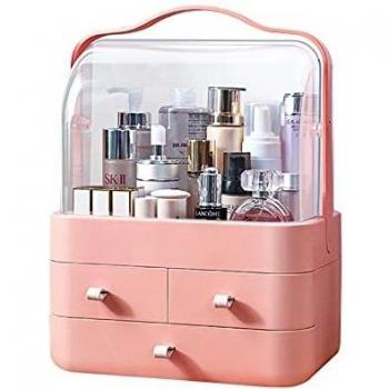 Organizador de Maquillaje Cajones, Organizador de Cosméticos con Tapa Transparente, Organizador Escritorio de Maquillaje, Caja Cosméticos, Organizador de Tocador y Baño, Impermeable, A Prueba de Polvo