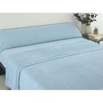 Juego Completo de Sábanas Coralina Lisa Azul para Cama 105 cm - 3 Piezas con Tacto Suave Envolvente