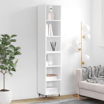 Aparador alto contrachapada blanco brillante 34,5x32,5x180 cm