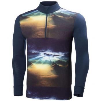 Helly Hansen HH Wool Graphic 1/2 Zip - Ropa interior para hombre, color azul, talla M