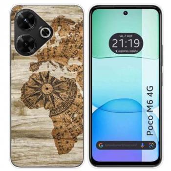 Funda de Silicona para Xiaomi Poco M6 4G con Diseño de Madera 07 y Dibujos
