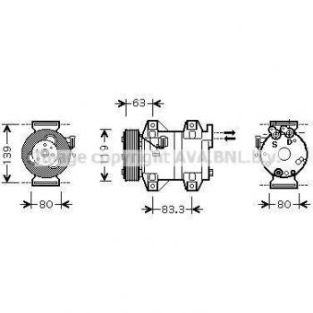 Compresor de Aire Acondicionado Ava Calidad VOAK121 para Volvo S60-S80 1998