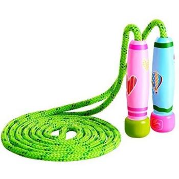KONVINIT Cuerda para Saltar con Mango de Madera Colorido para niños Cuerda de Salto Ajustable de 102 Pulgadas para Fitness y pérdida de Grasa