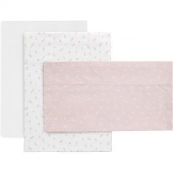 Cambrass - Juego de Sábana para Cuna Fresco Rosa 120x180x1 cm + Juego de 3 Piezas (Sábana, Bajera y Funda de Almohada) para Cuna de