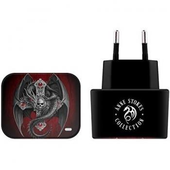 Official Anne Stokes Gothic Dragon Various Art Black EU Charger & Micro-USB Cable for Huawei Stream S 302HW