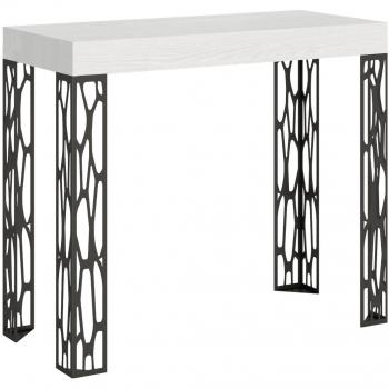 Consola extensible Ghibli Small 90x40/196 cm Fresno Blanco con estructura Antracita