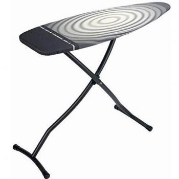 Brabantia - Ironing Board D - Integrated Steam Iron Rest - Adjustable Height with Transport Lock - Non-Slip Rubber Feet - Cotton Cover with Foam Layer - Foldable XL Unit - Titan Oval - 135x45 cm
