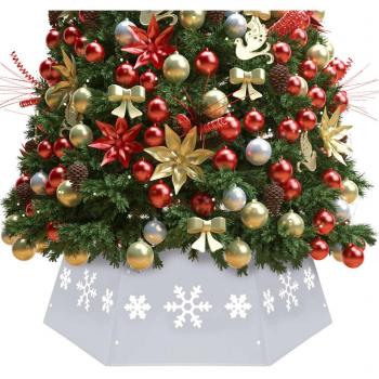 Falda para árbol de Navidad plateada y blanca Ø68x25 cm