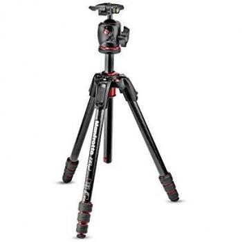 Manfrotto 190Go! - Kit de trípode de Fibra de Carbono de 4 Secciones con rótula de Bola, Color Negro