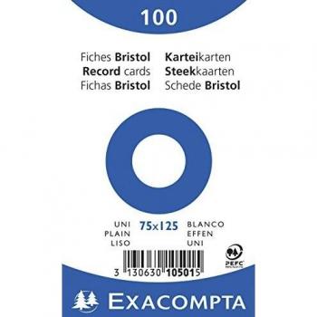 Exacompta 10501E - Paquete de 100 fichas, 75 x 125 mm, liso