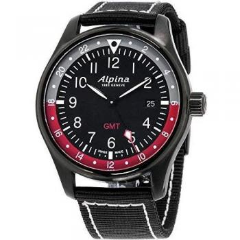 Alpina Startimer Pilot Quartz Watch, 42mm, GMT, Black, Nato, AL-247BR4FBS6