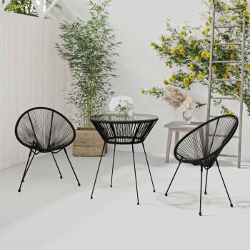 Juego de comedor de jardín 3 piezas negro