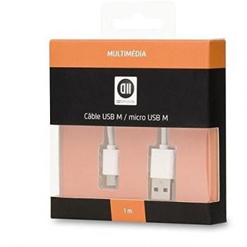 Cable USB 2.0 Micro USB 1m Blanco - Transferencia de Datos