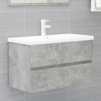 Mueble con lavabo de madera de ingeniería gris hormigón tipo Día y Noche, con fregadero integrado en madera multicapa