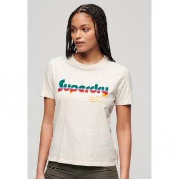 Camiseta de corte relajado Retro Flock para mujer de Superdry en color blanco rot