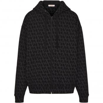 Valentino Men's Toile Iconographe Cotton Hoodie in Black | Size Small
