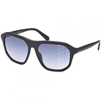 Guess Unisex Sunglasses GU00057-02W, Black Injected Frame with Blue Lenses