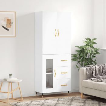 Armario alto de madera contrachapada blanco 69,5x34x180 cm