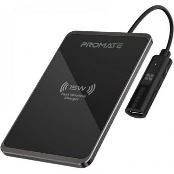 Cargador Inalámbrico Promate AuraCard 15W Qi Ultrafino USB-C con Base Antideslizante y Protección Sobrecarga
