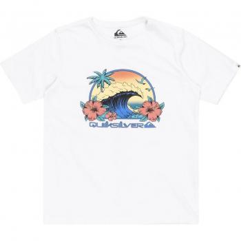 Camiseta de niños Quiksilver Riding Today manga corta blanca, naranja y azul - Talla 12