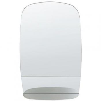 Espejo decorativo de pared moderno en metal plateado con estante 40 x 60 cm Brannay