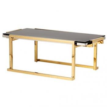 Mesa de Centro Adda Home Novosibirsk 120x60x45 cm, Acero Inoxidable, Cristal, Diseño Elegante y Sofisticado, Color Negro/Dorado/Plata