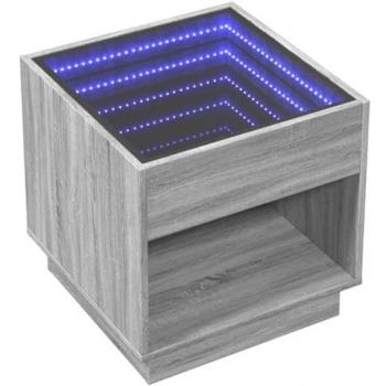 Mesa de centro con Infinity LED gris Sonoma 50x50x50 cm, mesita de Centro, Mesa Auxiliar, Mesa de salón, mesita, mesita de sofá