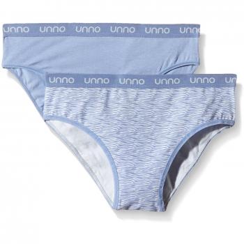 UNNO - Braga de algodón elástico para mujer, pack x 2, color azul / print, talla M