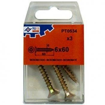 PROFER TOP - Tirafondo C/Plan Pozi Bic C/3 Profer Top 6X60 Mm