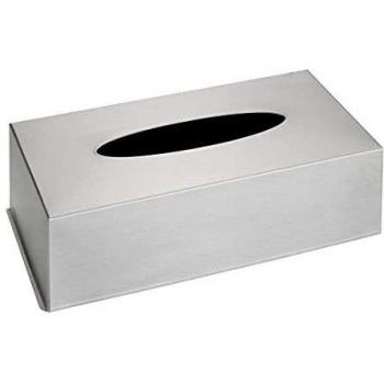 WENKO Porta pañuelos de papel acero inox, Acero inoxidable, 25 x 8 x 12 cm, Satinado