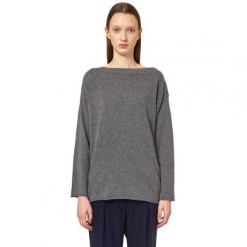 Gray Cashmere Boatneck Sweater for Women - Size M