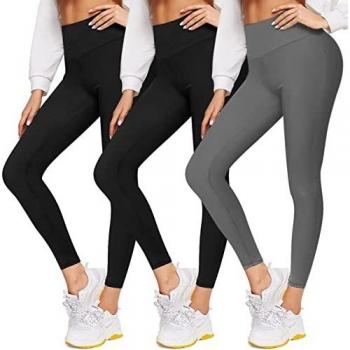 Leggings de cintura alta sin costuras para mujer, con costuras suaves y elásticos para el control de la barriga, pantalones elásticos de entrenamiento, gimnasio, yoga, pantalones elásticos Multi1 L/XL