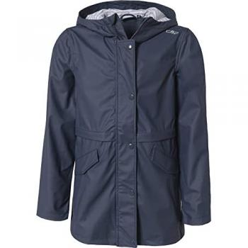 CMP Kids Waterproof Hooded Jacket with Fix Hood - Black and Blue, Age 5