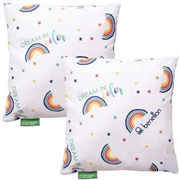 Pack de 2 cojines 100% de algodón color azul y blanco