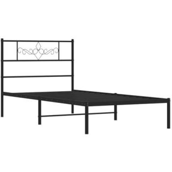 Estructura de cama con cabecero metal negro 100x200 cm