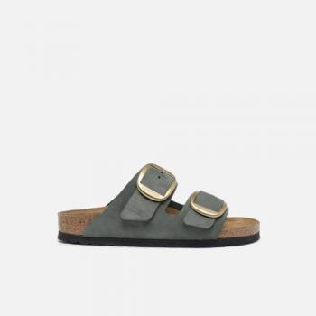 Birkenstock Arizona Big Buckle Green Nubuck Leather Women's Mules Size 41
