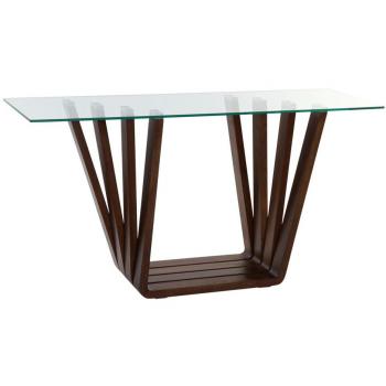 Consola DKD Home Decor Marrón Transparente Cristal Nogal 145 x 45 x 75 cm