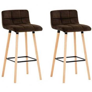 Set de 2 Taburetes de Bar Lincoln en Terciopelo Marrón - Confort y elegancia en terciopelo