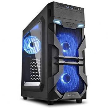 Torre de Ordenador Sharkoon VG7-W Azul para Gaming con Conexiones USB 3.0 y 2.0 - Sin Fuente
