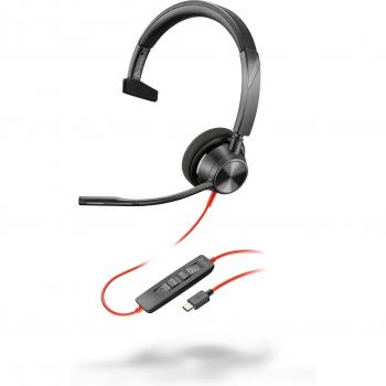 HP Poly Blackwire 3310 Monaural Wired USB-C Headset with USB-C to USB-A Adapter