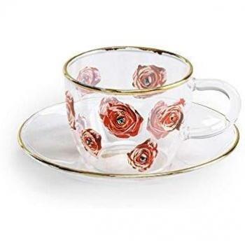 SELETPAPER - Tazas de café de cristal de borosilicato, color rosa