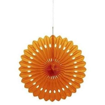 Unique Party- Decoración abanico de papel de seda, Color naranja, 40 cm