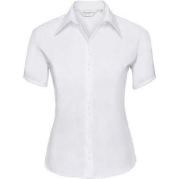 Camisa de manga corta para dama Russell Collection Ultimate Sin Planchado 2XL blanca